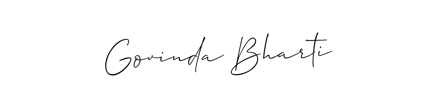 The best way (Allison_Script) to make a short signature is to pick only two or three words in your name. The name Govinda Bharti include a total of six letters. For converting this name. Govinda Bharti signature style 2 images and pictures png