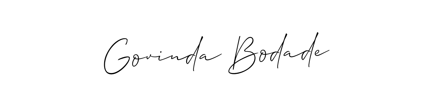 You should practise on your own different ways (Allison_Script) to write your name (Govinda Bodade) in signature. don't let someone else do it for you. Govinda Bodade signature style 2 images and pictures png