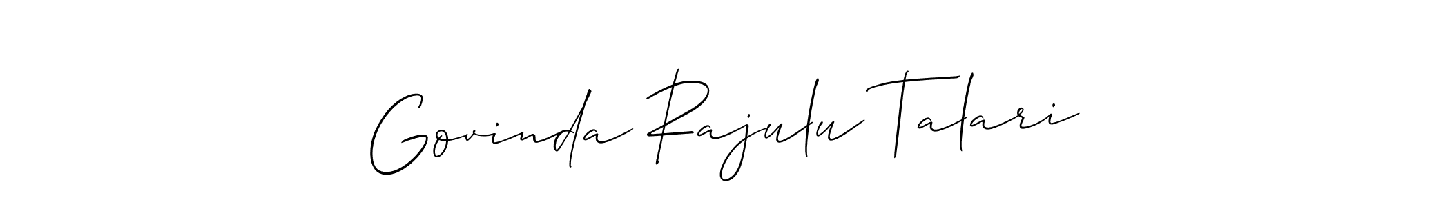 This is the best signature style for the Govinda Rajulu Talari name. Also you like these signature font (Allison_Script). Mix name signature. Govinda Rajulu Talari signature style 2 images and pictures png