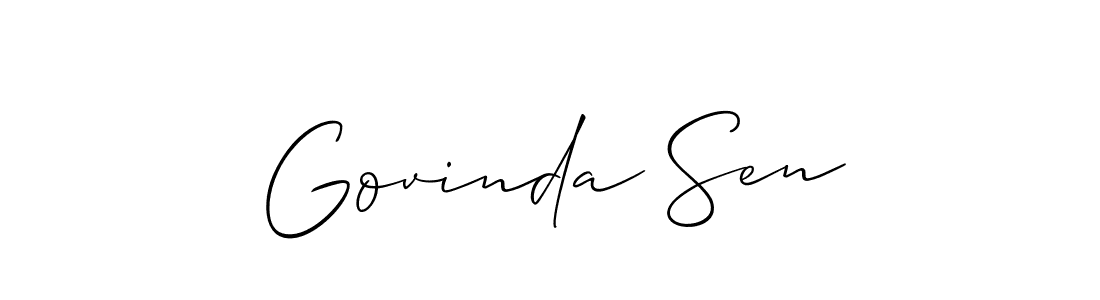 Make a beautiful signature design for name Govinda Sen. With this signature (Allison_Script) style, you can create a handwritten signature for free. Govinda Sen signature style 2 images and pictures png