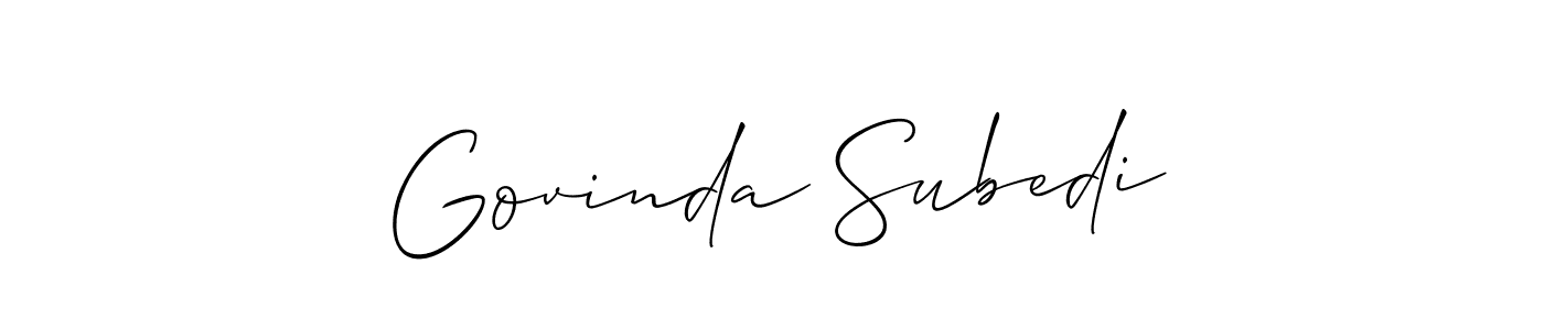 This is the best signature style for the Govinda Subedi name. Also you like these signature font (Allison_Script). Mix name signature. Govinda Subedi signature style 2 images and pictures png
