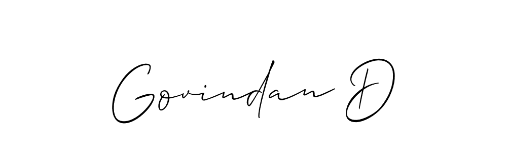 How to make Govindan D name signature. Use Allison_Script style for creating short signs online. This is the latest handwritten sign. Govindan D signature style 2 images and pictures png