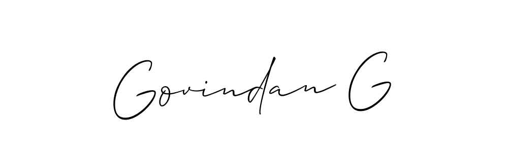 Also we have Govindan G name is the best signature style. Create professional handwritten signature collection using Allison_Script autograph style. Govindan G signature style 2 images and pictures png
