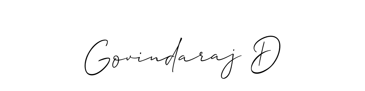 Create a beautiful signature design for name Govindaraj D. With this signature (Allison_Script) fonts, you can make a handwritten signature for free. Govindaraj D signature style 2 images and pictures png