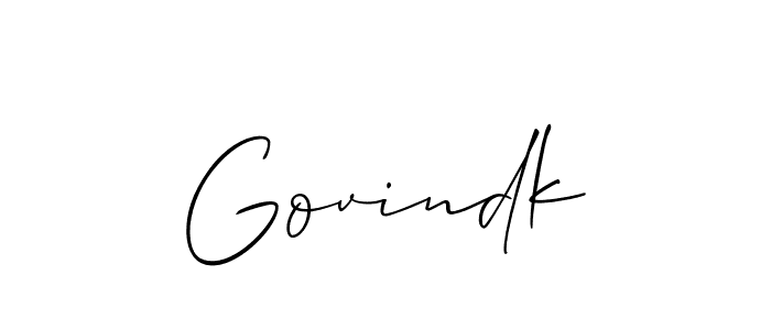 Make a beautiful signature design for name Govindk. With this signature (Allison_Script) style, you can create a handwritten signature for free. Govindk signature style 2 images and pictures png