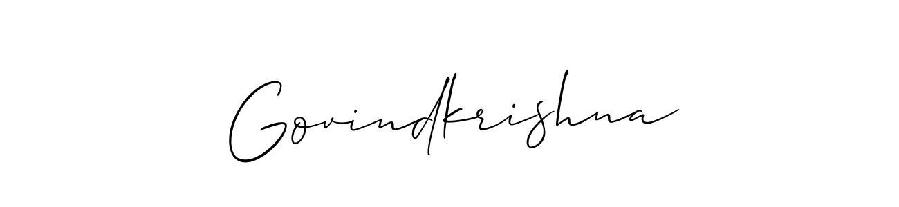 Make a short Govindkrishna signature style. Manage your documents anywhere anytime using Allison_Script. Create and add eSignatures, submit forms, share and send files easily. Govindkrishna signature style 2 images and pictures png