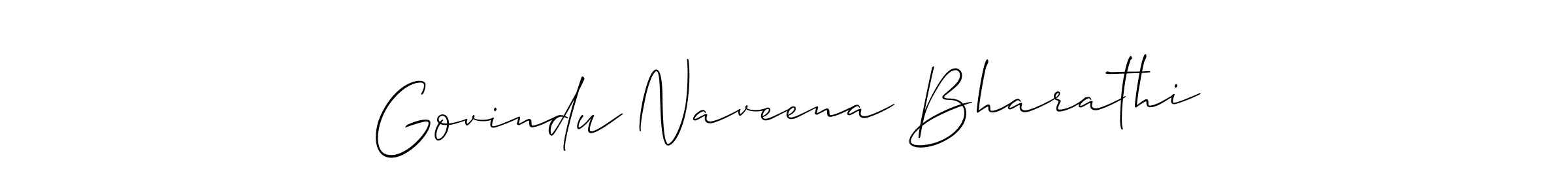 How to make Govindu Naveena Bharathi name signature. Use Allison_Script style for creating short signs online. This is the latest handwritten sign. Govindu Naveena Bharathi signature style 2 images and pictures png