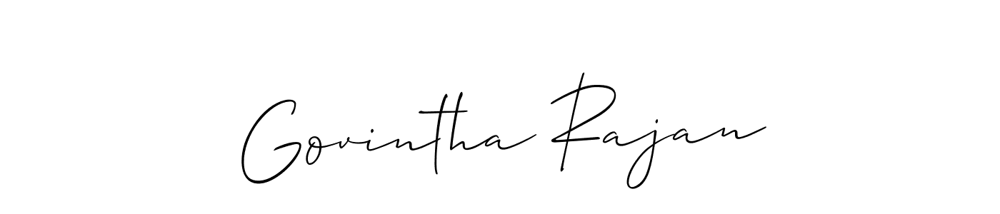 Allison_Script is a professional signature style that is perfect for those who want to add a touch of class to their signature. It is also a great choice for those who want to make their signature more unique. Get Govintha Rajan name to fancy signature for free. Govintha Rajan signature style 2 images and pictures png