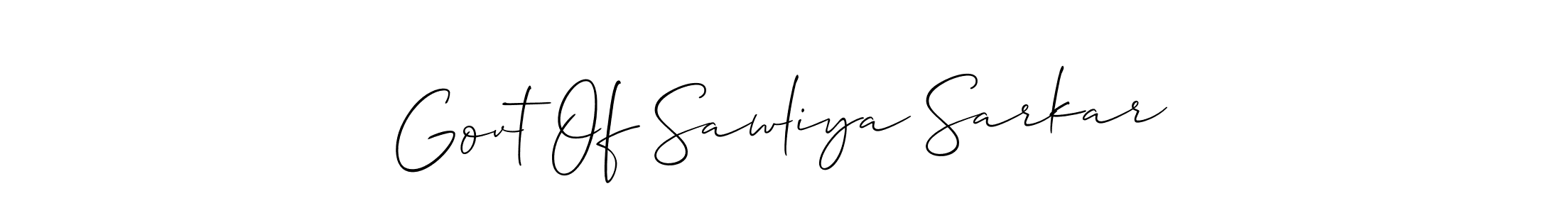The best way (Allison_Script) to make a short signature is to pick only two or three words in your name. The name Govt Of Sawliya Sarkar include a total of six letters. For converting this name. Govt Of Sawliya Sarkar signature style 2 images and pictures png