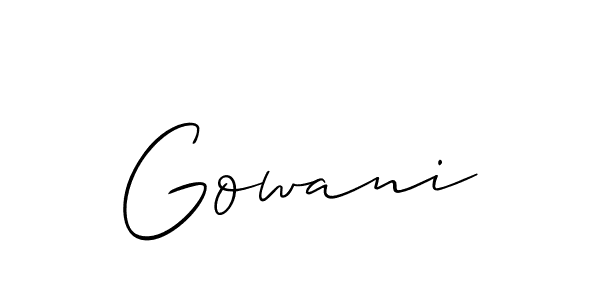 The best way (Allison_Script) to make a short signature is to pick only two or three words in your name. The name Gowani include a total of six letters. For converting this name. Gowani signature style 2 images and pictures png