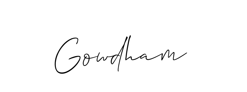 Gowdham  stylish signature style. Best Handwritten Sign (Allison_Script) for my name. Handwritten Signature Collection Ideas for my name Gowdham . Gowdham  signature style 2 images and pictures png