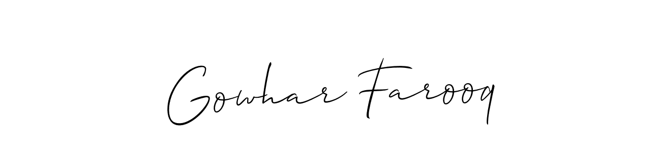 if you are searching for the best signature style for your name Gowhar Farooq. so please give up your signature search. here we have designed multiple signature styles  using Allison_Script. Gowhar Farooq signature style 2 images and pictures png