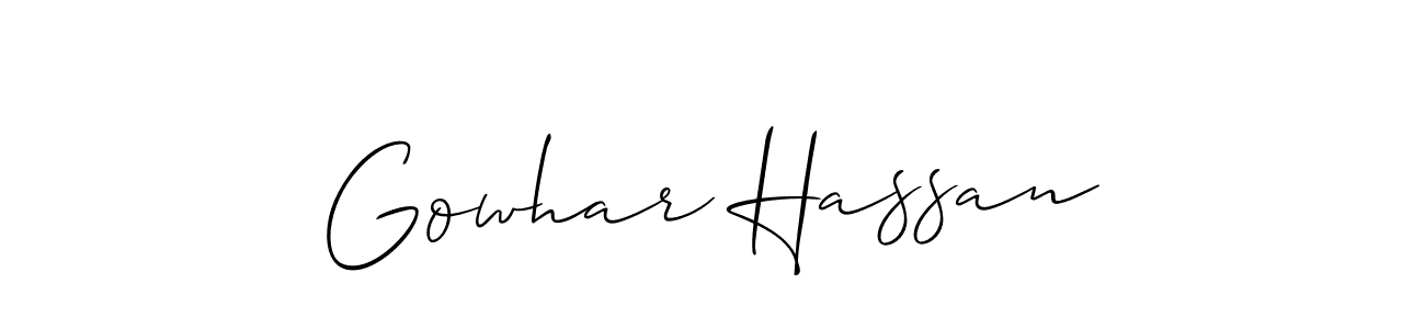 Make a beautiful signature design for name Gowhar Hassan. With this signature (Allison_Script) style, you can create a handwritten signature for free. Gowhar Hassan signature style 2 images and pictures png