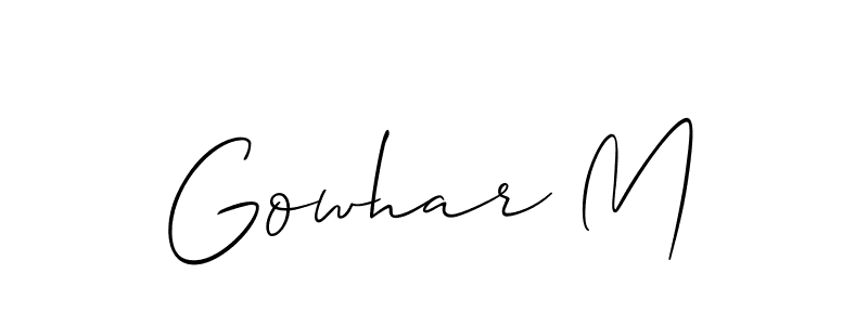 Also You can easily find your signature by using the search form. We will create Gowhar M name handwritten signature images for you free of cost using Allison_Script sign style. Gowhar M signature style 2 images and pictures png