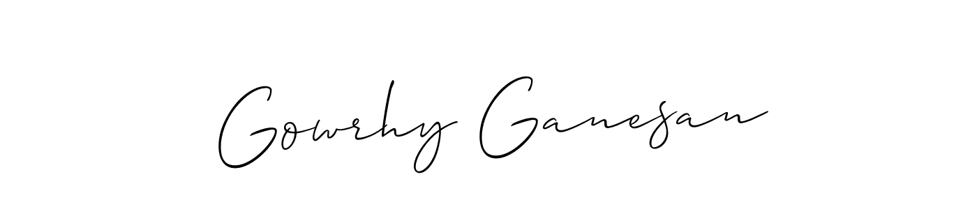 Gowrhy Ganesan stylish signature style. Best Handwritten Sign (Allison_Script) for my name. Handwritten Signature Collection Ideas for my name Gowrhy Ganesan. Gowrhy Ganesan signature style 2 images and pictures png