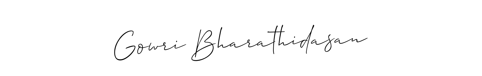 if you are searching for the best signature style for your name Gowri Bharathidasan. so please give up your signature search. here we have designed multiple signature styles  using Allison_Script. Gowri Bharathidasan signature style 2 images and pictures png