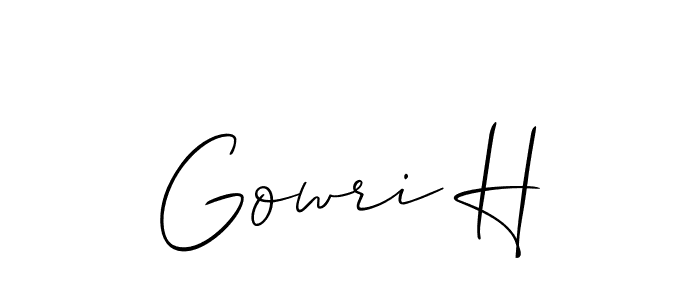 It looks lik you need a new signature style for name Gowri H. Design unique handwritten (Allison_Script) signature with our free signature maker in just a few clicks. Gowri H signature style 2 images and pictures png