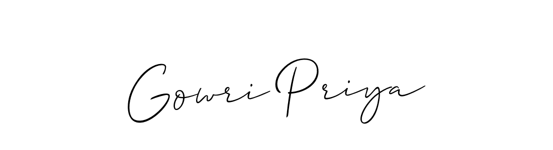 Also we have Gowri Priya name is the best signature style. Create professional handwritten signature collection using Allison_Script autograph style. Gowri Priya signature style 2 images and pictures png