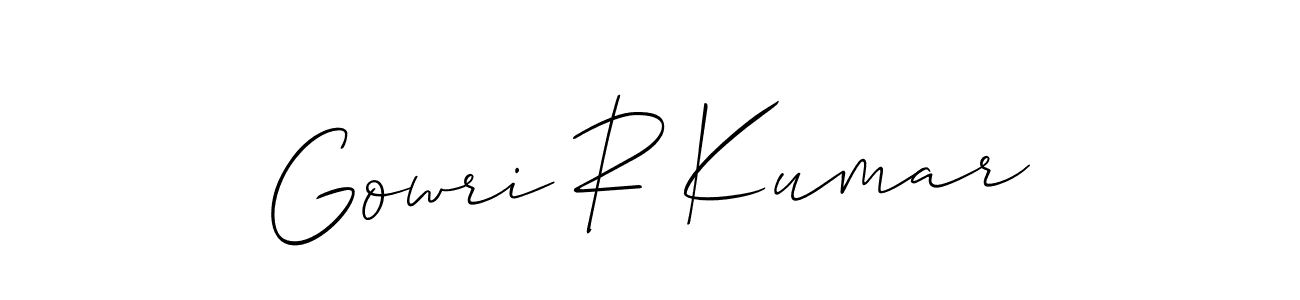 Design your own signature with our free online signature maker. With this signature software, you can create a handwritten (Allison_Script) signature for name Gowri R Kumar. Gowri R Kumar signature style 2 images and pictures png