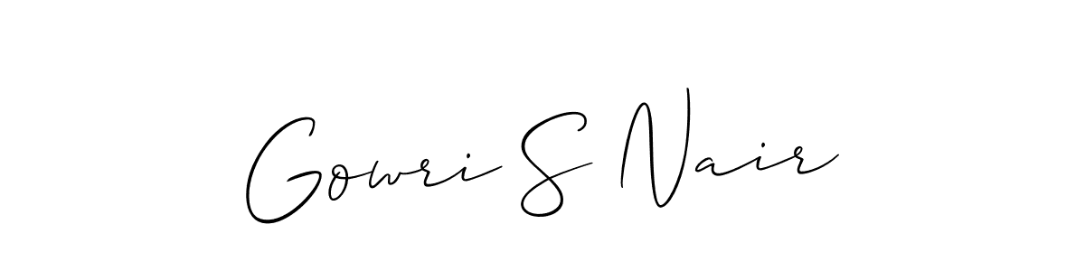 Use a signature maker to create a handwritten signature online. With this signature software, you can design (Allison_Script) your own signature for name Gowri S Nair. Gowri S Nair signature style 2 images and pictures png