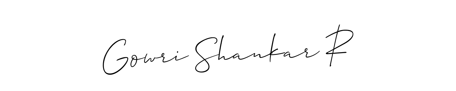 Use a signature maker to create a handwritten signature online. With this signature software, you can design (Allison_Script) your own signature for name Gowri Shankar R. Gowri Shankar R signature style 2 images and pictures png