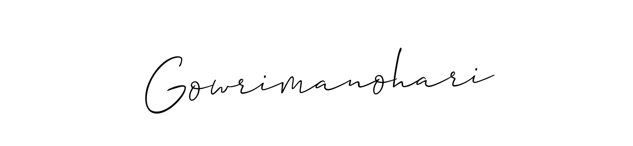 How to make Gowrimanohari signature? Allison_Script is a professional autograph style. Create handwritten signature for Gowrimanohari name. Gowrimanohari signature style 2 images and pictures png