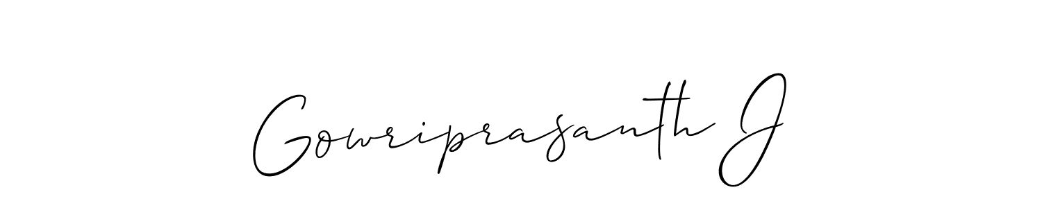 Also You can easily find your signature by using the search form. We will create Gowriprasanth J name handwritten signature images for you free of cost using Allison_Script sign style. Gowriprasanth J signature style 2 images and pictures png