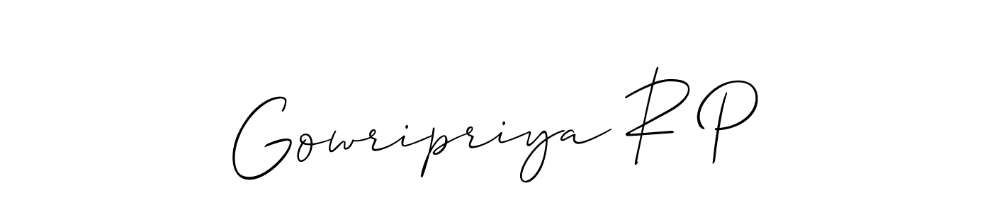 Allison_Script is a professional signature style that is perfect for those who want to add a touch of class to their signature. It is also a great choice for those who want to make their signature more unique. Get Gowripriya R P name to fancy signature for free. Gowripriya R P signature style 2 images and pictures png