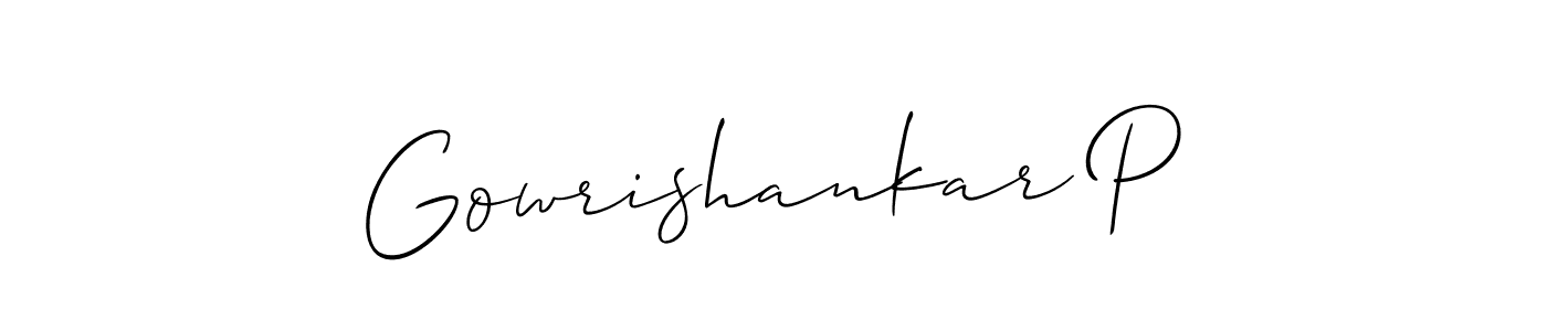 Create a beautiful signature design for name Gowrishankar P. With this signature (Allison_Script) fonts, you can make a handwritten signature for free. Gowrishankar P signature style 2 images and pictures png