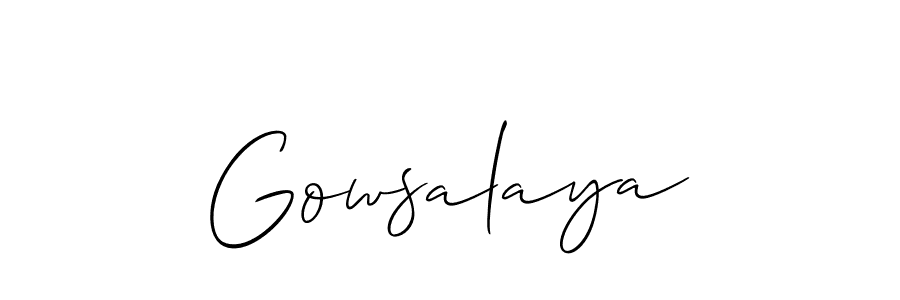 Allison_Script is a professional signature style that is perfect for those who want to add a touch of class to their signature. It is also a great choice for those who want to make their signature more unique. Get Gowsalaya name to fancy signature for free. Gowsalaya signature style 2 images and pictures png