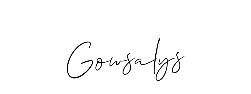 How to make Gowsalys signature? Allison_Script is a professional autograph style. Create handwritten signature for Gowsalys name. Gowsalys signature style 2 images and pictures png