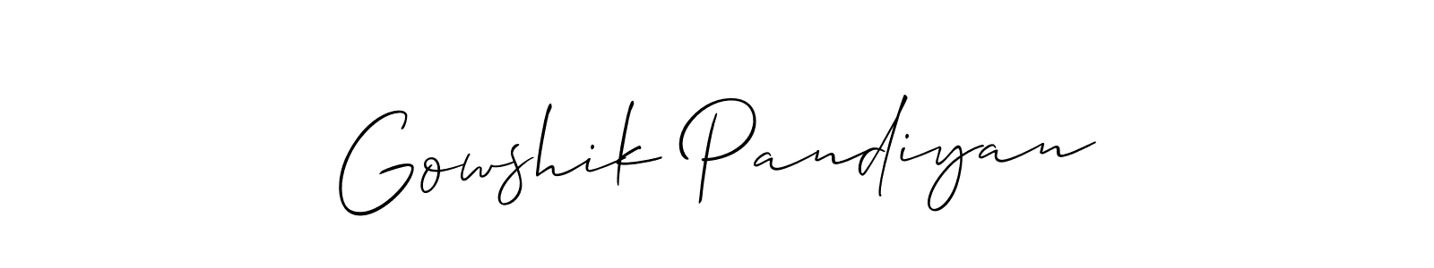 Similarly Allison_Script is the best handwritten signature design. Signature creator online .You can use it as an online autograph creator for name Gowshik Pandiyan. Gowshik Pandiyan signature style 2 images and pictures png