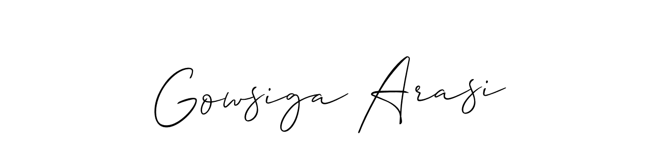 Also we have Gowsiga Arasi name is the best signature style. Create professional handwritten signature collection using Allison_Script autograph style. Gowsiga Arasi signature style 2 images and pictures png