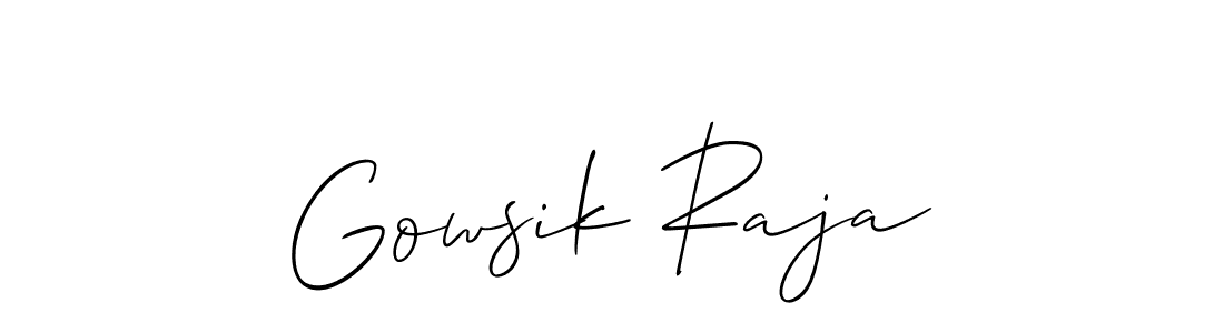 Create a beautiful signature design for name Gowsik Raja. With this signature (Allison_Script) fonts, you can make a handwritten signature for free. Gowsik Raja signature style 2 images and pictures png