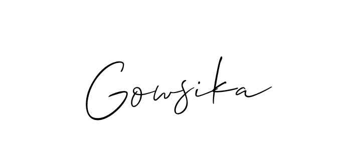Make a beautiful signature design for name Gowsika. With this signature (Allison_Script) style, you can create a handwritten signature for free. Gowsika signature style 2 images and pictures png