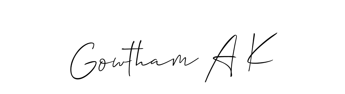 Create a beautiful signature design for name Gowtham A K. With this signature (Allison_Script) fonts, you can make a handwritten signature for free. Gowtham A K signature style 2 images and pictures png