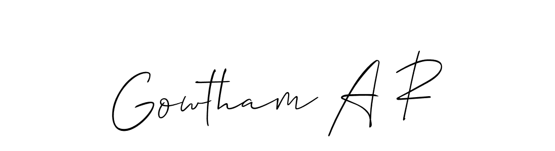 Make a beautiful signature design for name Gowtham A R. With this signature (Allison_Script) style, you can create a handwritten signature for free. Gowtham A R signature style 2 images and pictures png