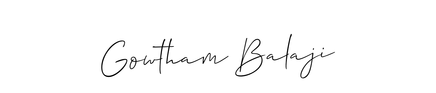 This is the best signature style for the Gowtham Balaji name. Also you like these signature font (Allison_Script). Mix name signature. Gowtham Balaji signature style 2 images and pictures png