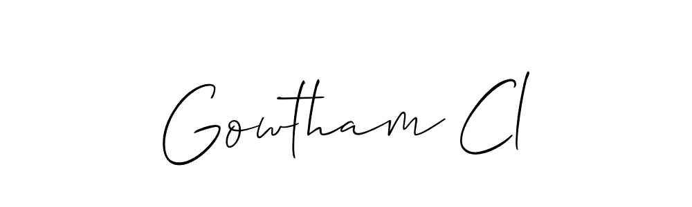 Use a signature maker to create a handwritten signature online. With this signature software, you can design (Allison_Script) your own signature for name Gowtham Cl. Gowtham Cl signature style 2 images and pictures png