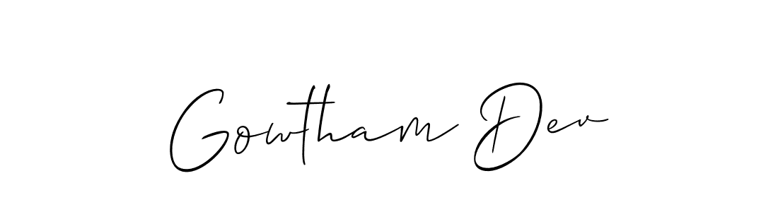 Also we have Gowtham Dev name is the best signature style. Create professional handwritten signature collection using Allison_Script autograph style. Gowtham Dev signature style 2 images and pictures png