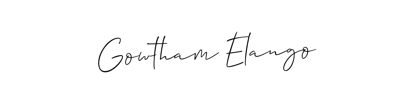 How to make Gowtham Elango signature? Allison_Script is a professional autograph style. Create handwritten signature for Gowtham Elango name. Gowtham Elango signature style 2 images and pictures png