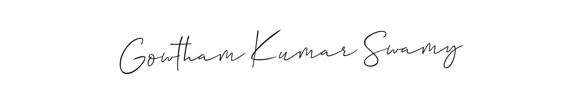 if you are searching for the best signature style for your name Gowtham Kumar Swamy. so please give up your signature search. here we have designed multiple signature styles  using Allison_Script. Gowtham Kumar Swamy signature style 2 images and pictures png