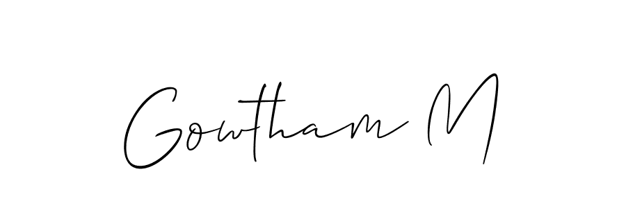 How to make Gowtham M name signature. Use Allison_Script style for creating short signs online. This is the latest handwritten sign. Gowtham M signature style 2 images and pictures png