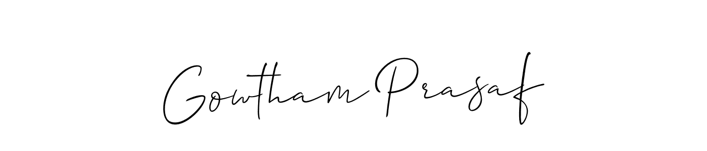 Allison_Script is a professional signature style that is perfect for those who want to add a touch of class to their signature. It is also a great choice for those who want to make their signature more unique. Get Gowtham Prasaf name to fancy signature for free. Gowtham Prasaf signature style 2 images and pictures png