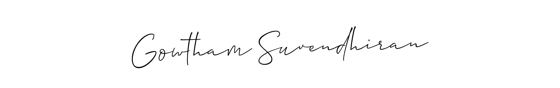 Make a beautiful signature design for name Gowtham Suvendhiran. With this signature (Allison_Script) style, you can create a handwritten signature for free. Gowtham Suvendhiran signature style 2 images and pictures png