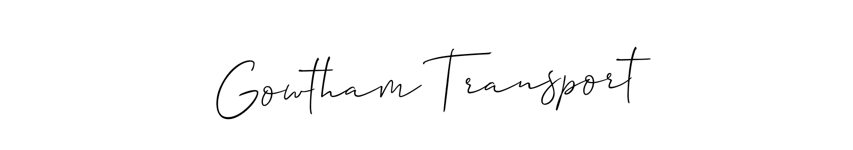 Also we have Gowtham Transport name is the best signature style. Create professional handwritten signature collection using Allison_Script autograph style. Gowtham Transport signature style 2 images and pictures png