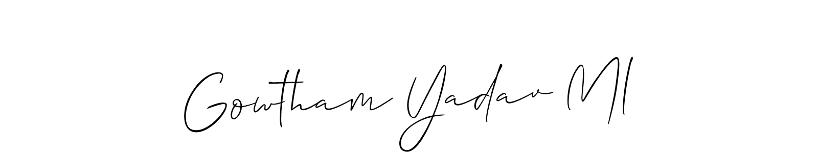 Make a short Gowtham Yadav Ml signature style. Manage your documents anywhere anytime using Allison_Script. Create and add eSignatures, submit forms, share and send files easily. Gowtham Yadav Ml signature style 2 images and pictures png