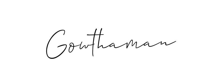 Also we have Gowthaman name is the best signature style. Create professional handwritten signature collection using Allison_Script autograph style. Gowthaman signature style 2 images and pictures png