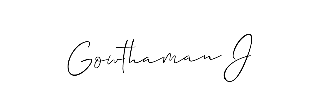 Also You can easily find your signature by using the search form. We will create Gowthaman J name handwritten signature images for you free of cost using Allison_Script sign style. Gowthaman J signature style 2 images and pictures png