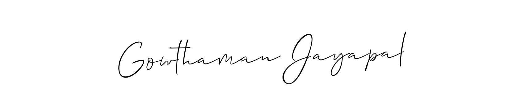 Also You can easily find your signature by using the search form. We will create Gowthaman Jayapal name handwritten signature images for you free of cost using Allison_Script sign style. Gowthaman Jayapal signature style 2 images and pictures png